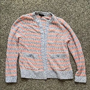 J. Crew Gray and Orange Cardigan Sweater